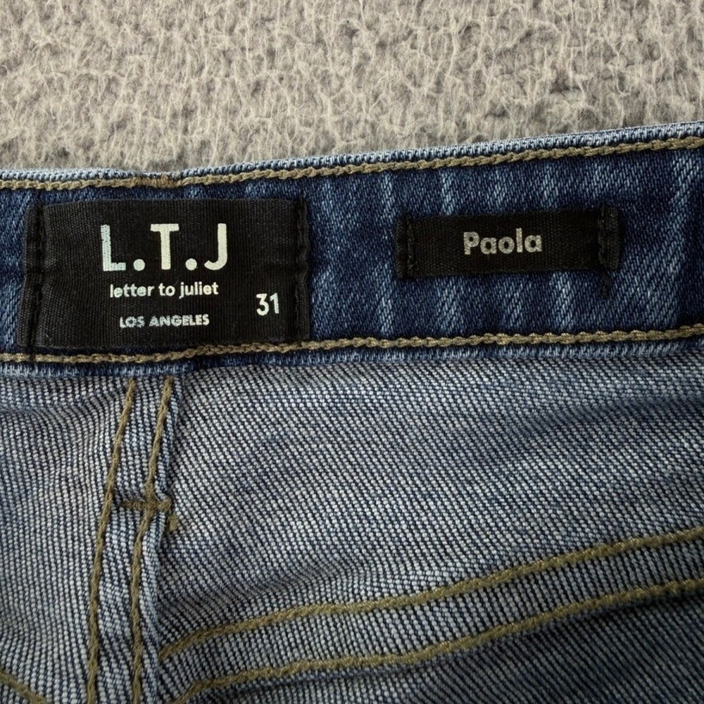 LTJ Denim Jeans Womens Size 31 Blue Paola Wide Leg High Rise Frayed Hem - Picture 9 of 12